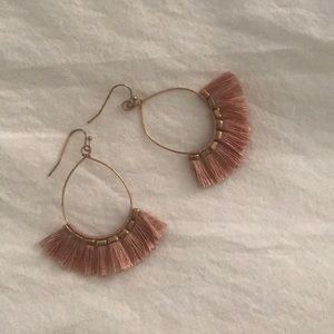 cute tasseled hoop rose gold earrings